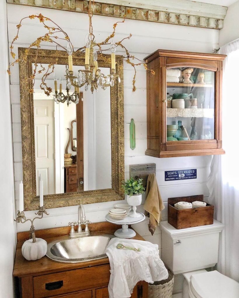 Fall Bathroom Decor Antique Charm with Vintage and Rustic