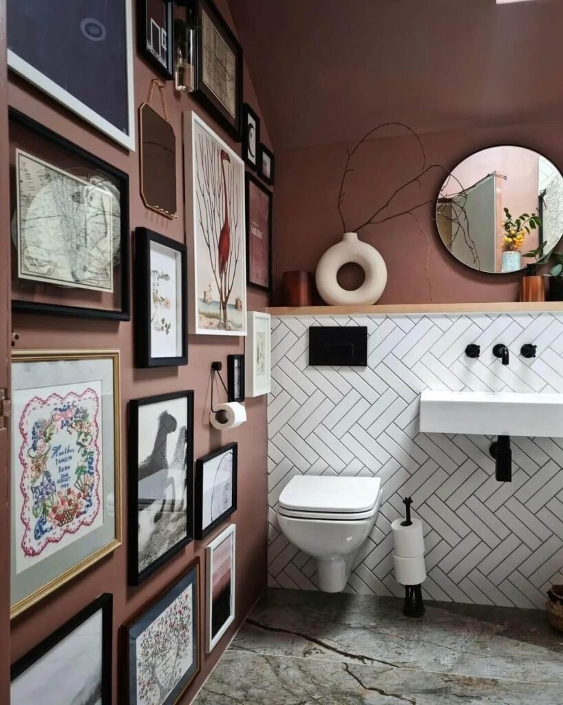 Modern Art Bathroom Gallery Wall Ideas