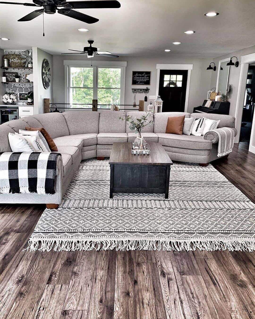 Cozy Corner with Textured Rugs and Modern Farmhouse 
