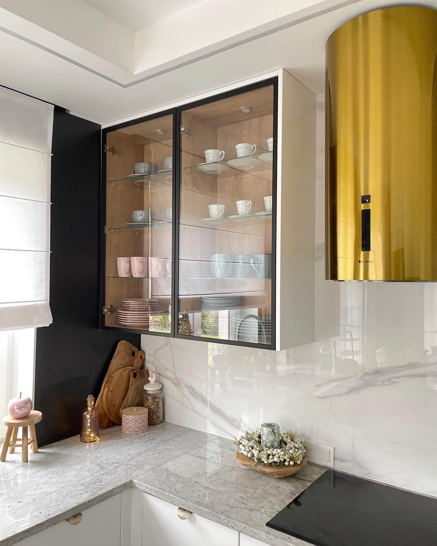Glass-Front Corner Cabinets for Kitchen Corner Cabinet