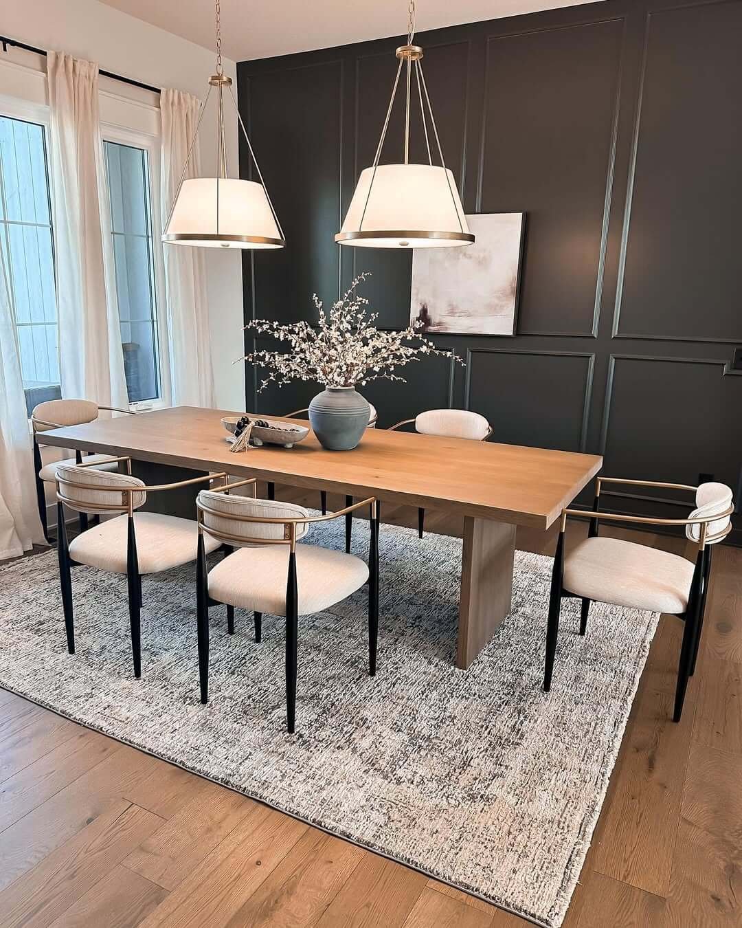 Matte Black Accent Walls for Dining Room Paint Color Ideas