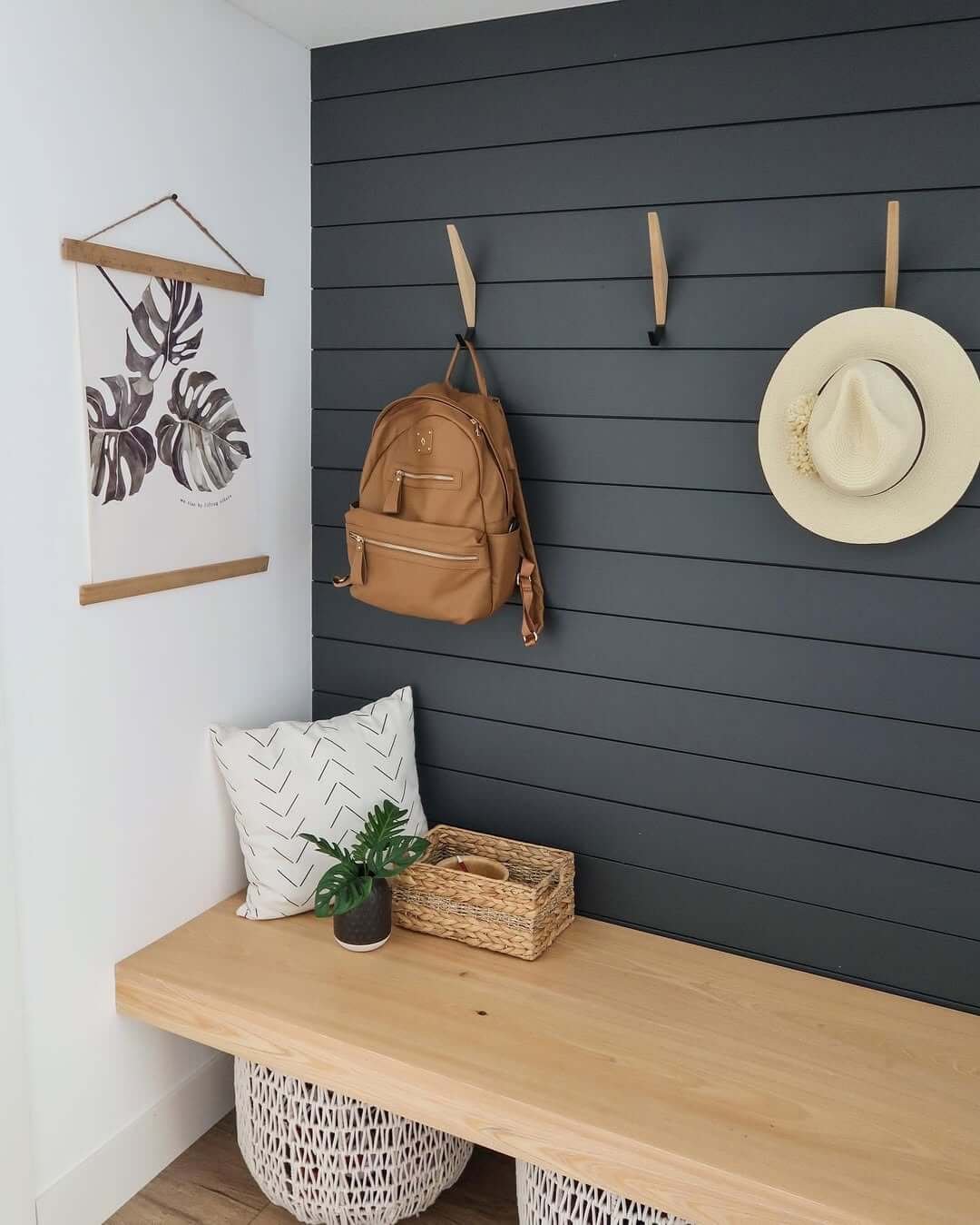 Casual Bench and Natural Materials Mid-Century Modern Mudroom