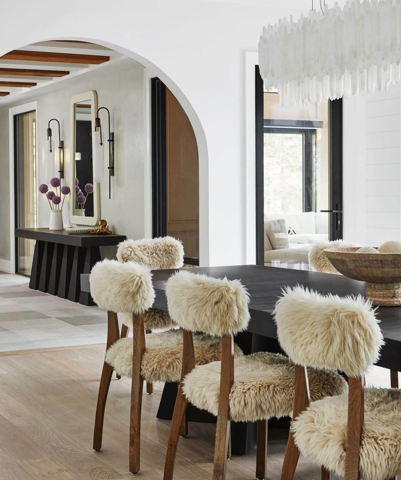 Cozy Sheepskin-Covered Chairs for Dining Room Chair
