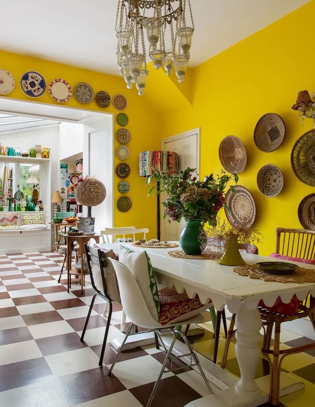 Vintage Meets Contemporary Dining Room Table Centerpiece