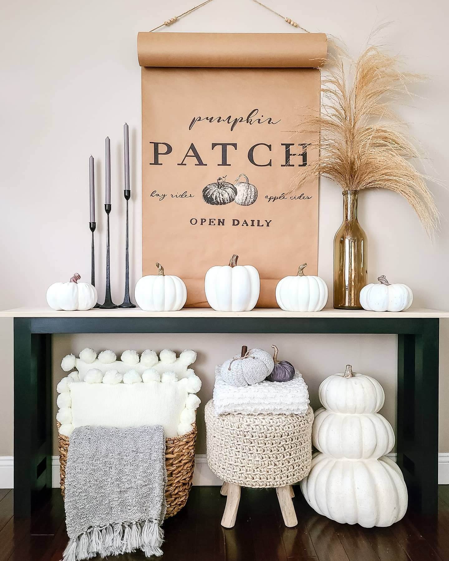 White Pumpkins for Entryway Decor Ideas
