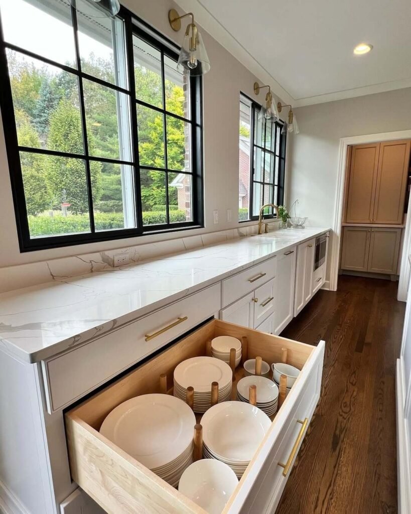18. Deep Plate Drawer with Peg Dividers