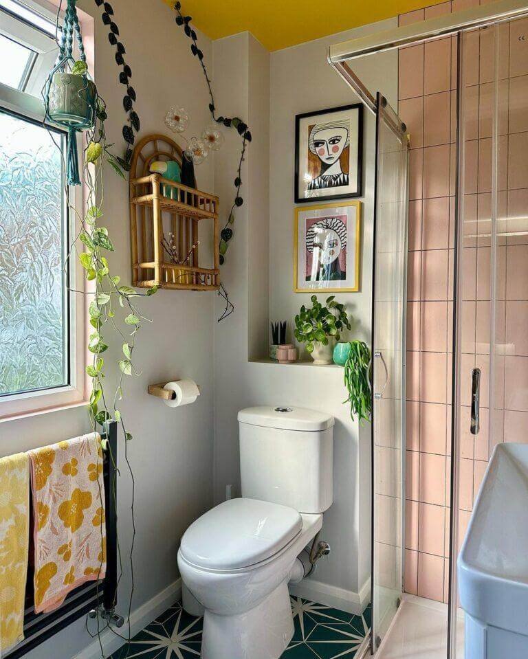 Playful Portrait Bathroom Gallery Wall Ideas