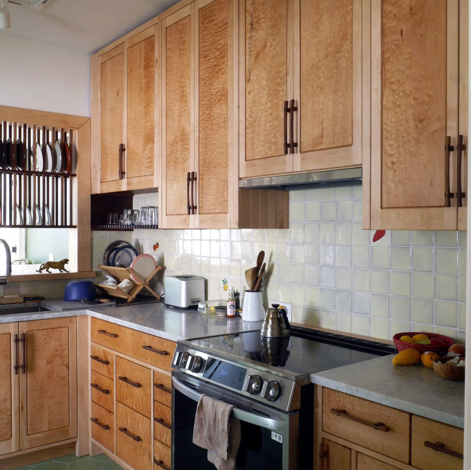 Above Kitchen Cabinet Decor Texture and Contrast with Natural Wood Grain