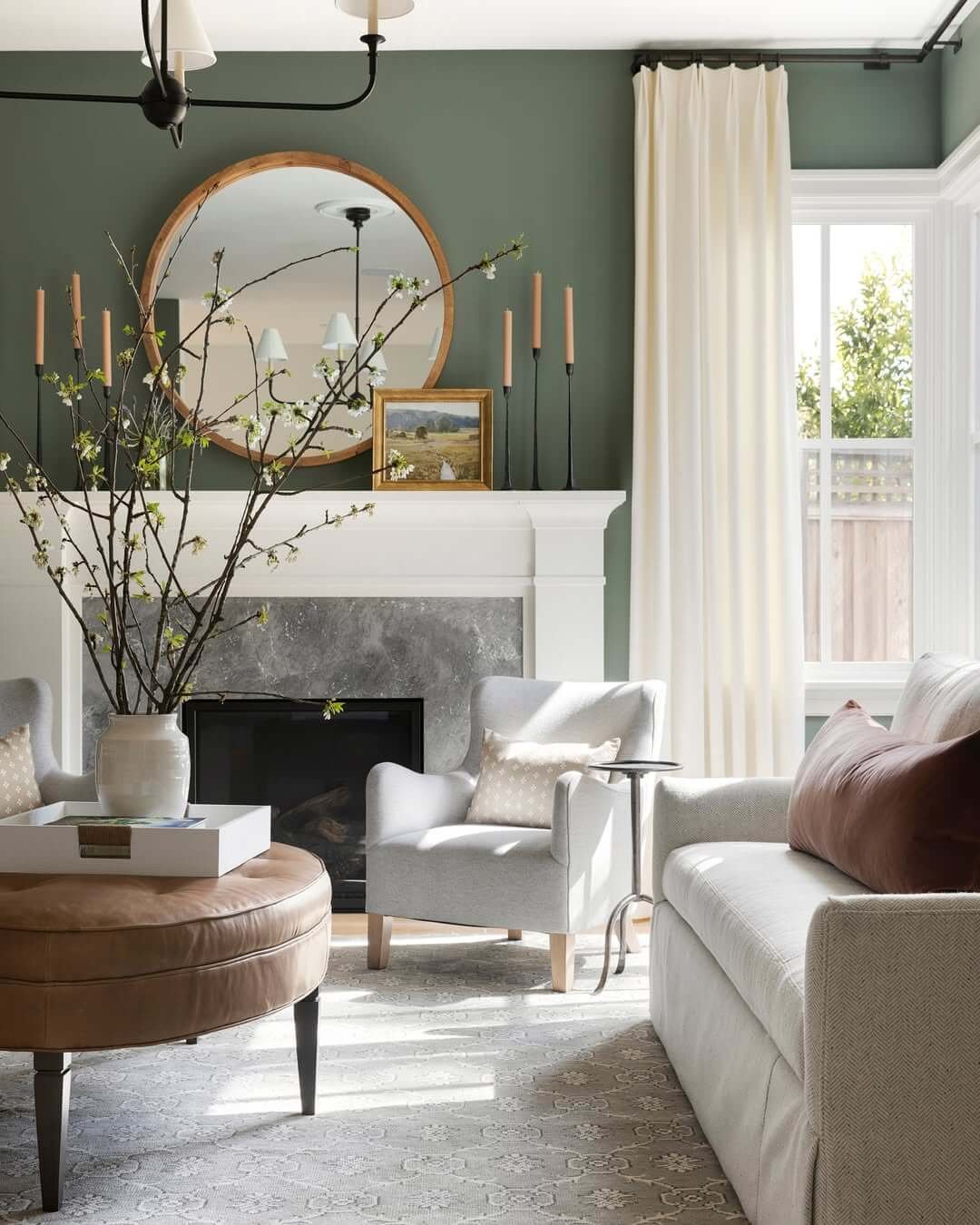 Fresh and Light with Earthy Green Tones Moody Living Room