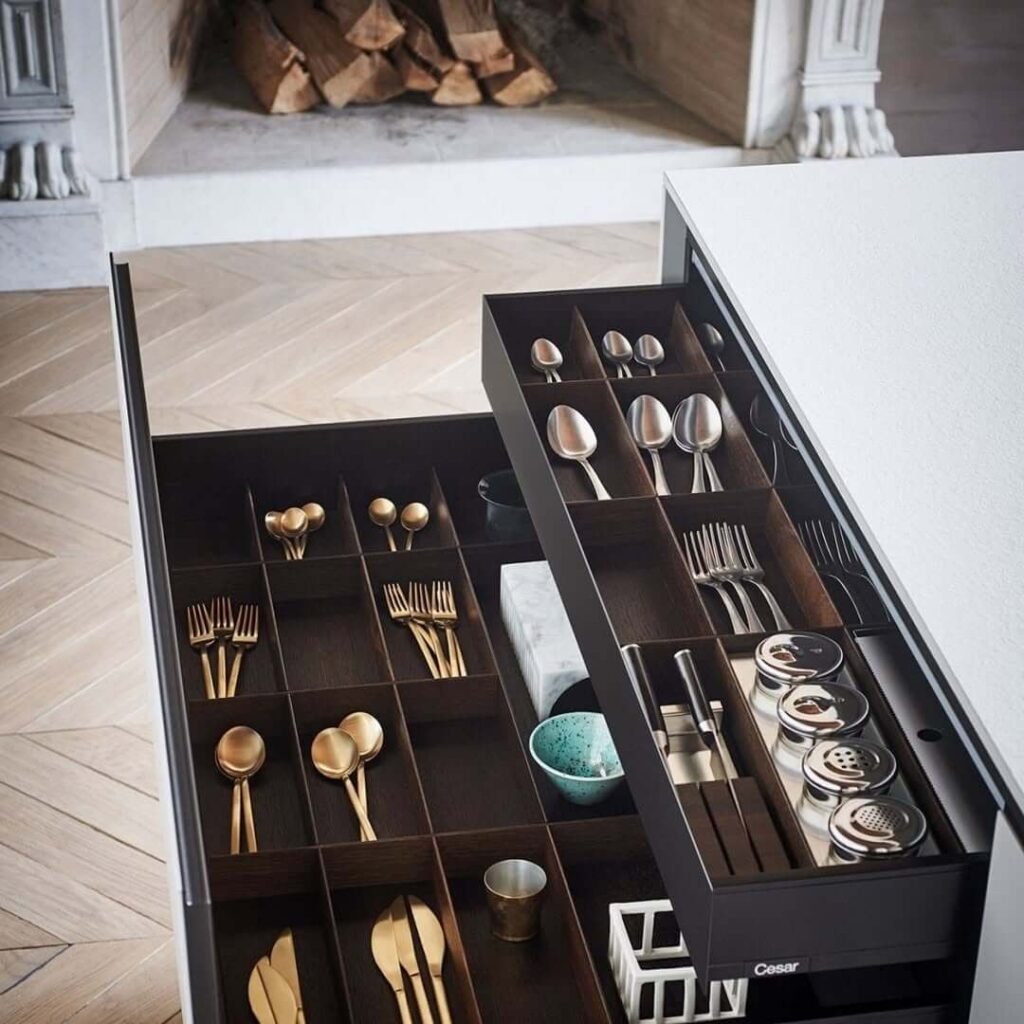 2. Double Tiered Utensil Drawers for Seamless Access