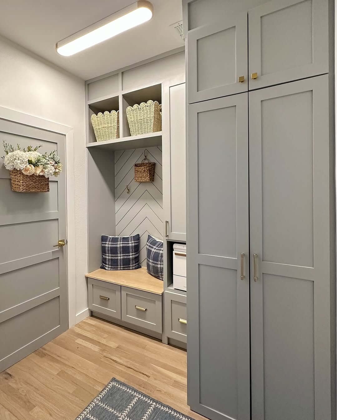 Light Gray in Mid-Century Modern Mudroom