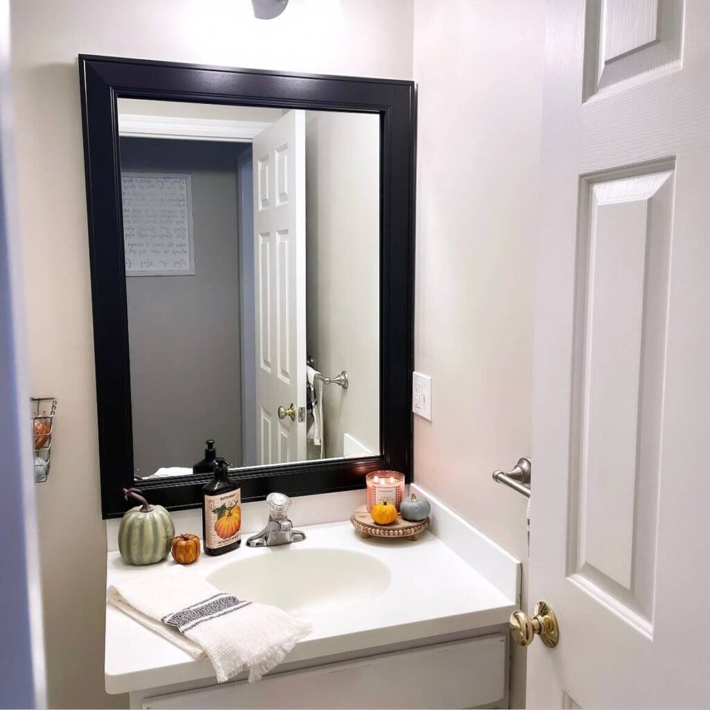  Fall Bathroom Decor Mini Pumpkins and Candles