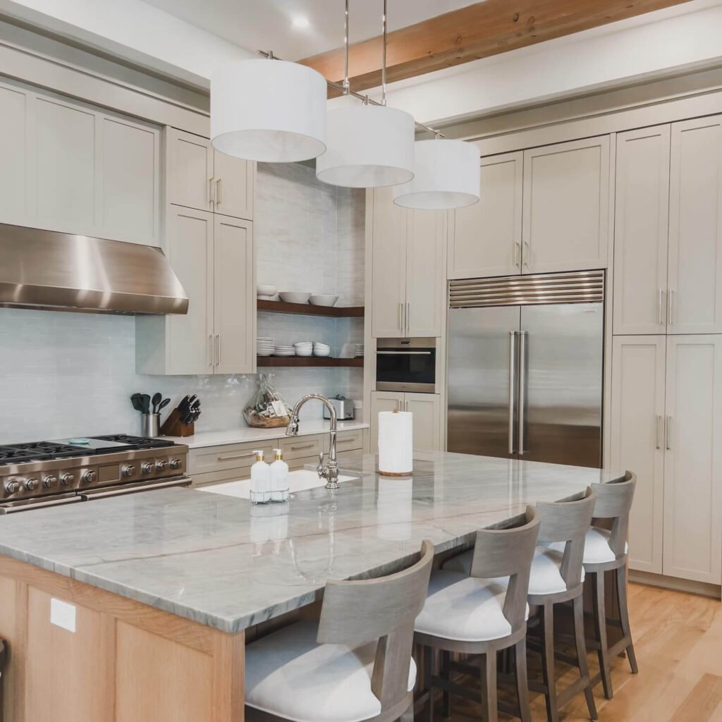 Above Kitchen Cabinet Decor Shelving into a Full-Height Design