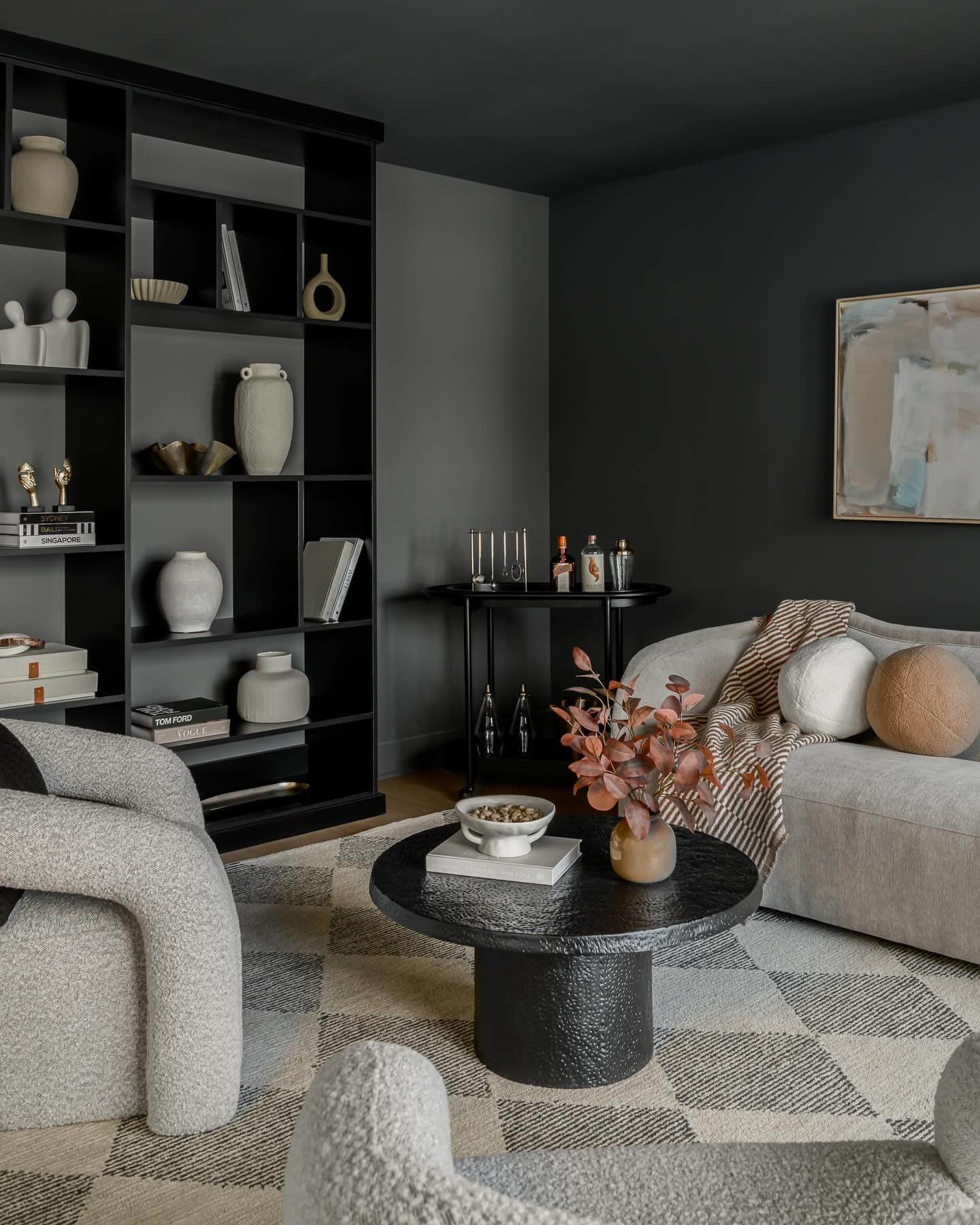 Monochromatic Sophistication with Moody Living Room