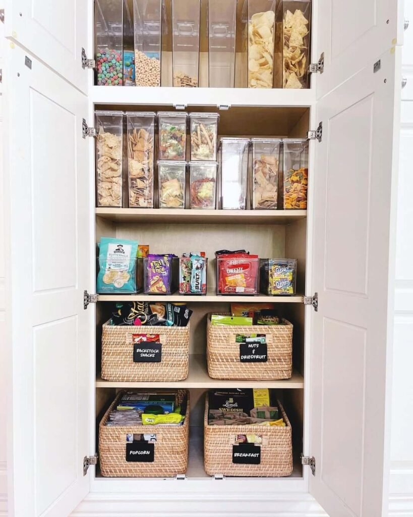 Clear Vertical Containers for Deep Pantry Organization Ideas