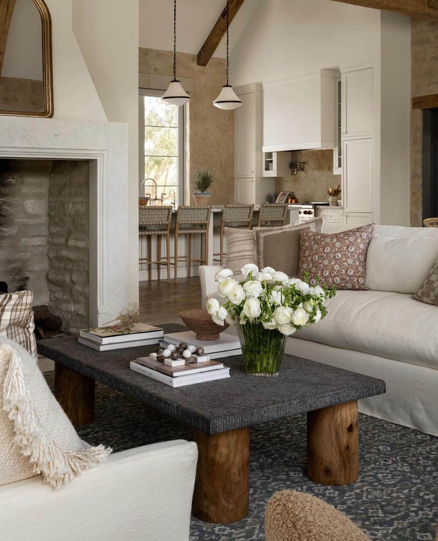 Earthy Tones and Organic Texture in Moody Living Room