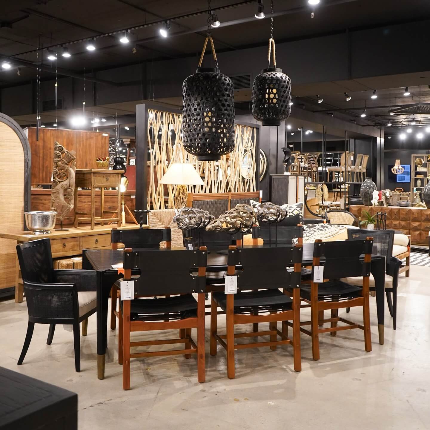 Eclectic Black-and-Wood Chairs with Dining Room Chair