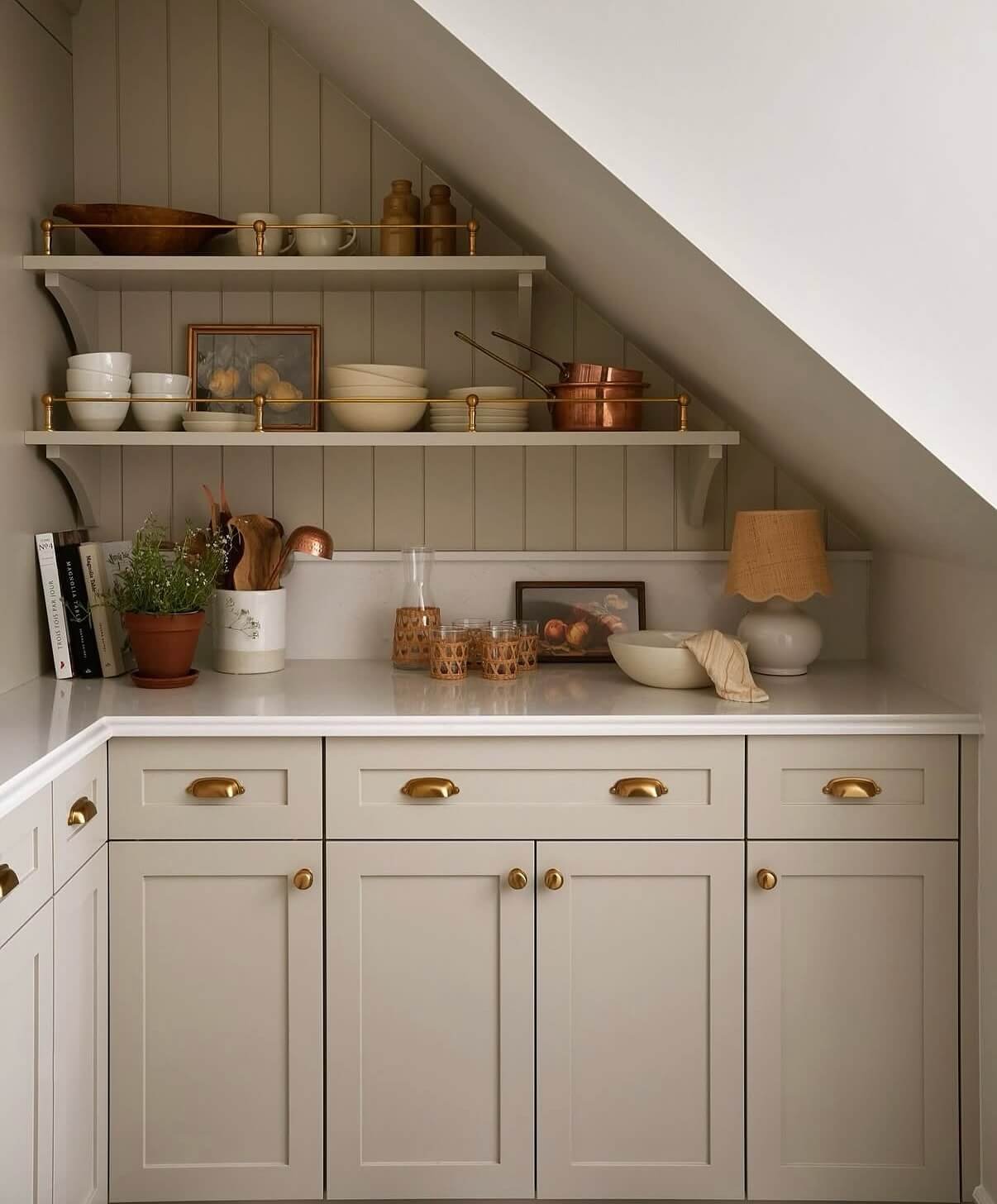 Sloped Cabinets in Kitchen Corner Cabinet