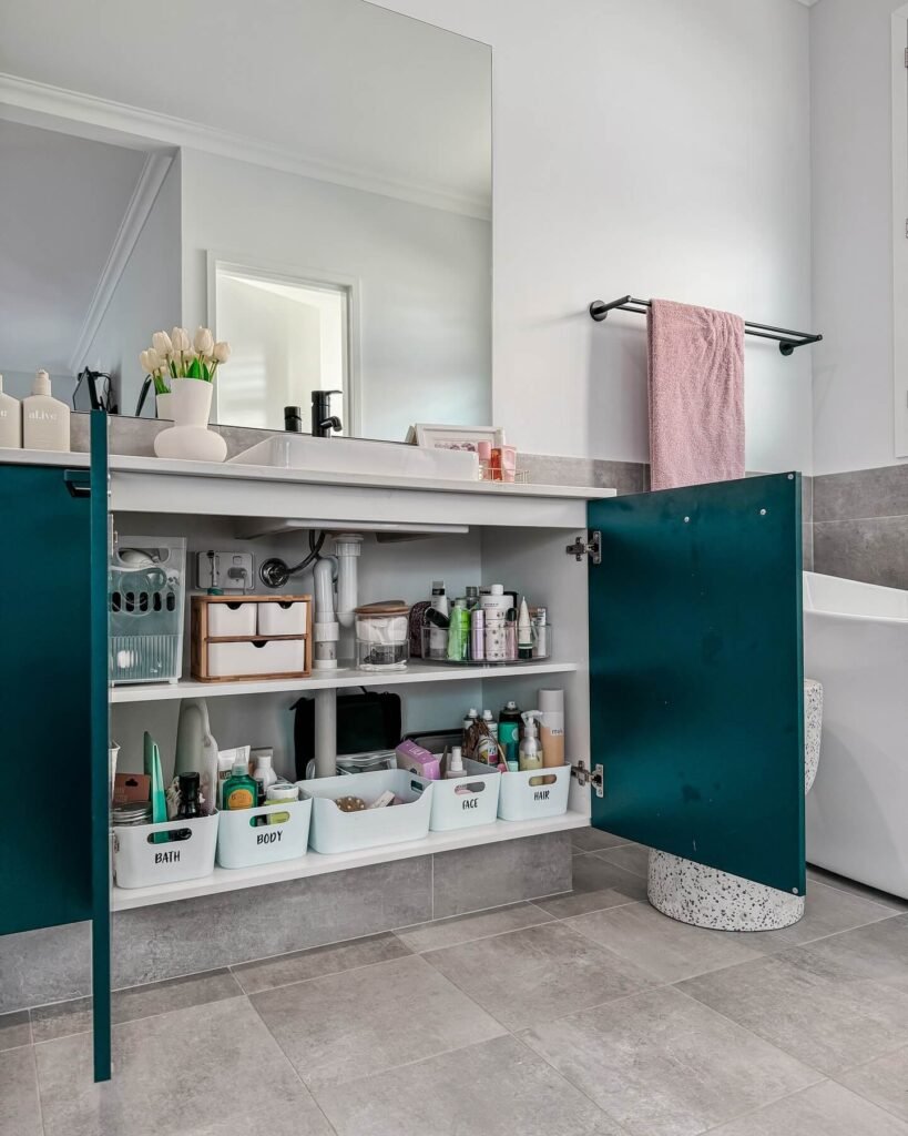 3. Maximize Under Sink Storage with Bins and Drawers