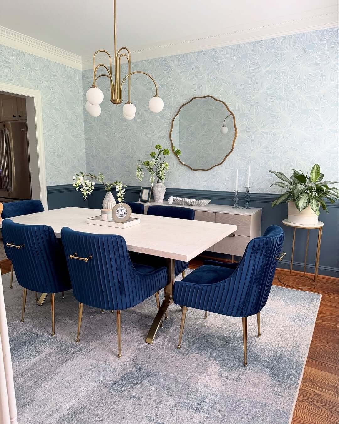 Soft Blue and Navy for Dining Room Paint Color Ideas