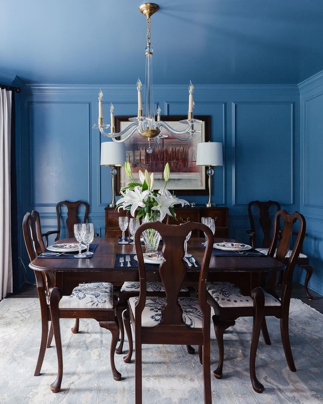 Monochrome Blue for a Bold for Dining Room Paint Color Ideas