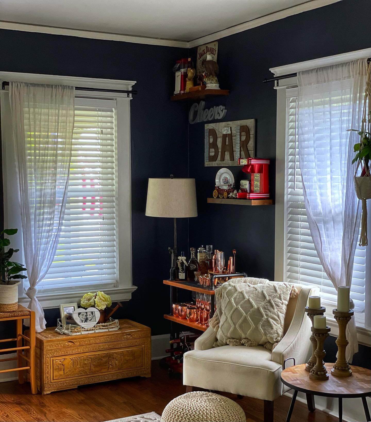 Vintage Charm with Moody Living Room