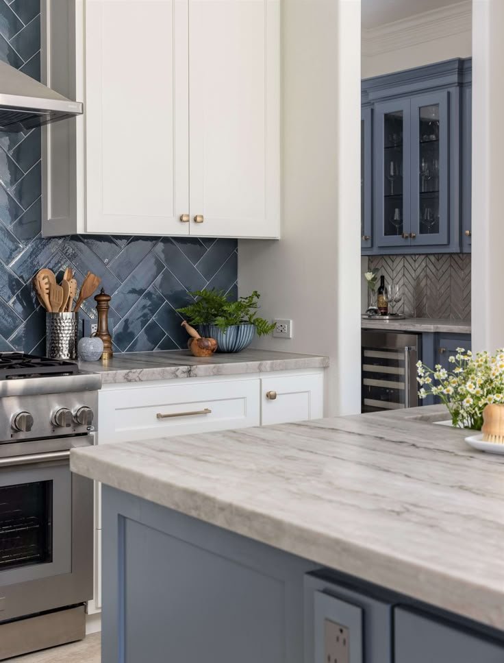 18 Bold Blue Kitchen Backsplash Ideas to Freshen Up Your Cooking Space! - 4. Textured Mosaic Magic