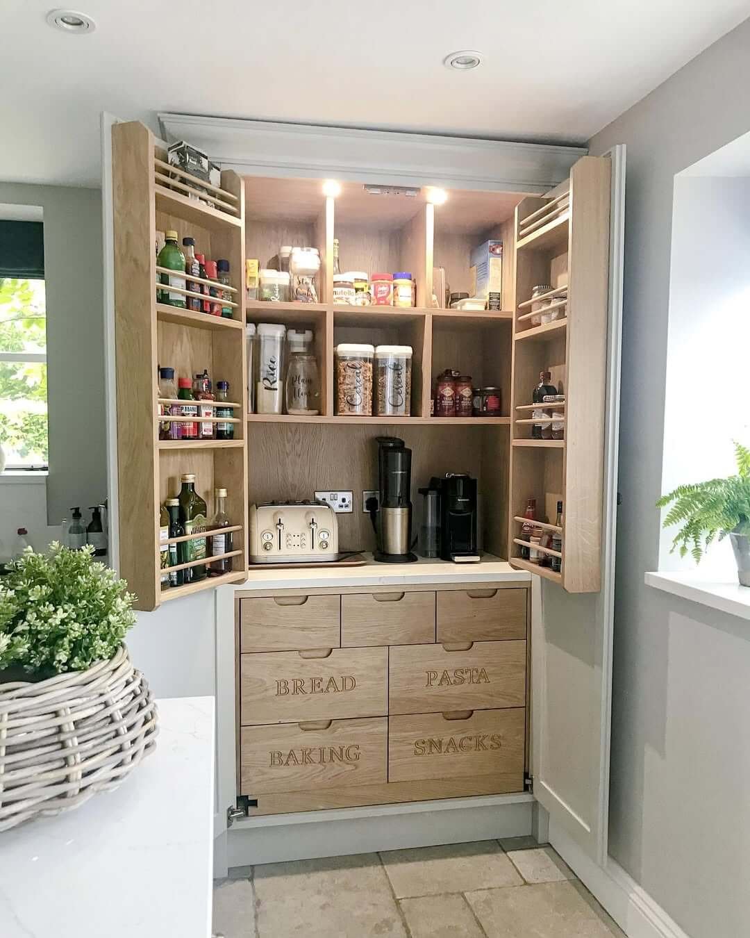 Hidden Pantry Cabinet With Kitchen Cupboard Organization Hacks 