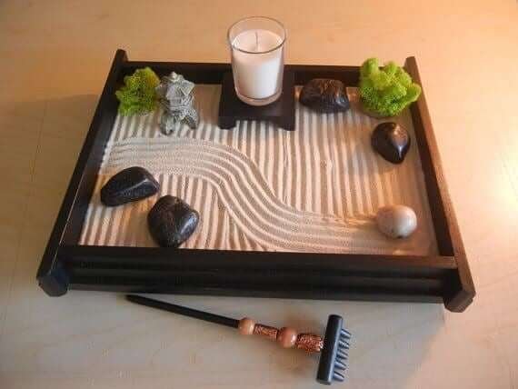 Miniature Zen Gardens with Candlelit Zen Garden with Flowing Sand