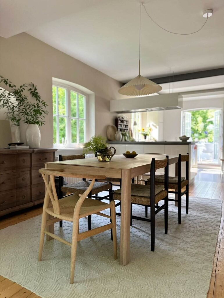 Pendant Lighting & Cozy Accents for Dining Room Table Centerpiece