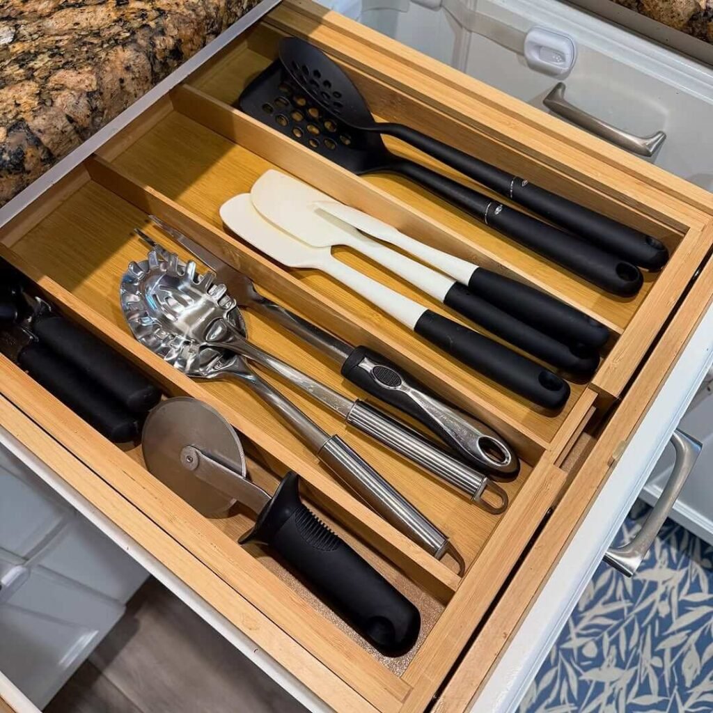 5. Use Expandable Bamboo Trays for Cooking Tools