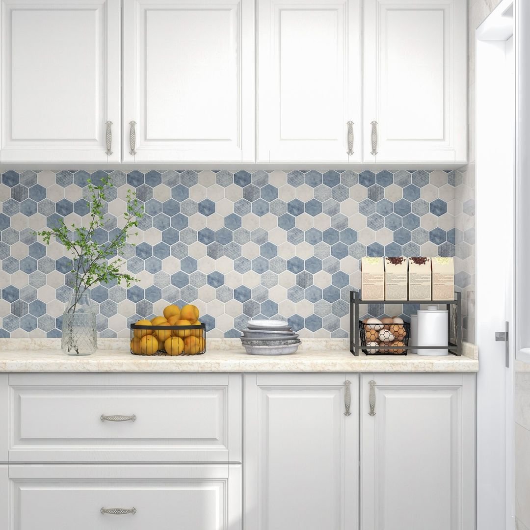 18 Bold Blue Kitchen Backsplash Ideas to Freshen Up Your Cooking Space! - 9. Bold Geometric Patterns