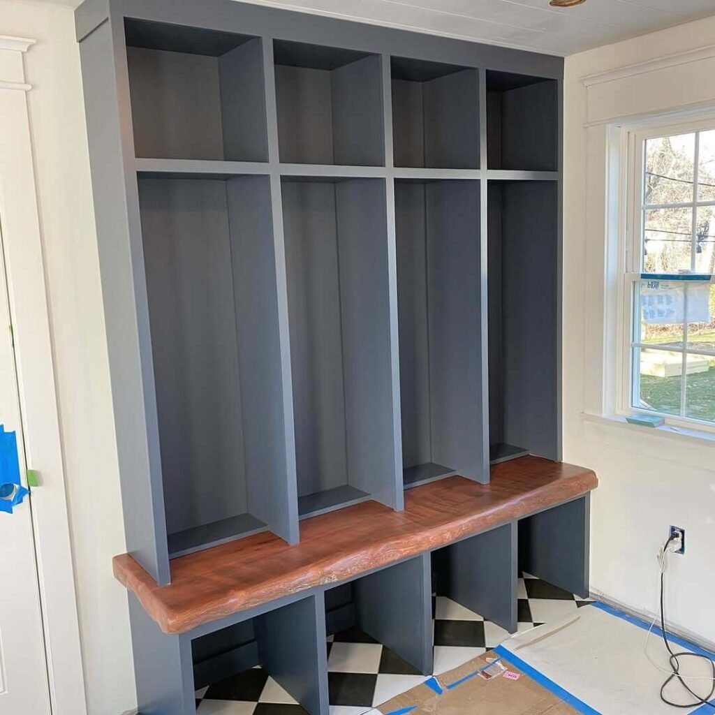 6. Open Cubby Convenience with Live Edge Warmth