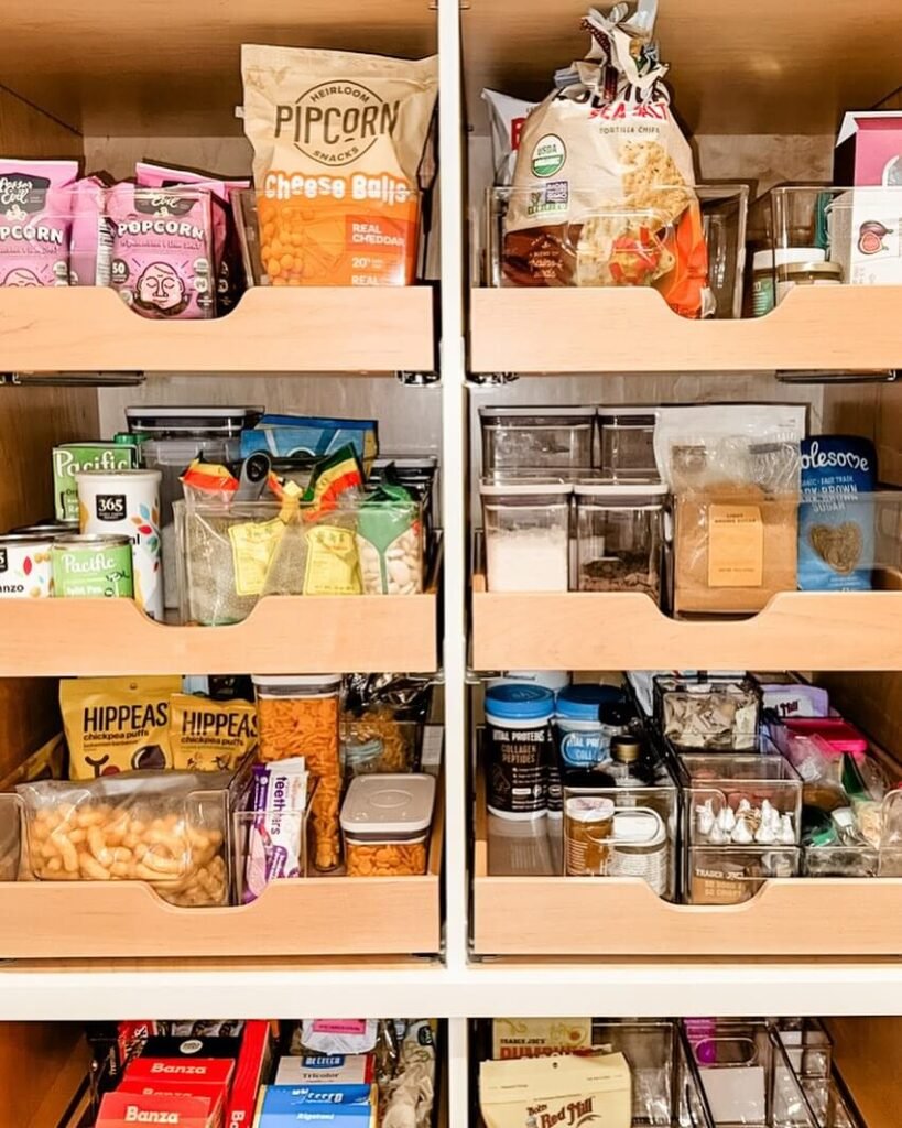 Pull-Out Drawers for Custom Storage in Deep Pantry Organization Ideas