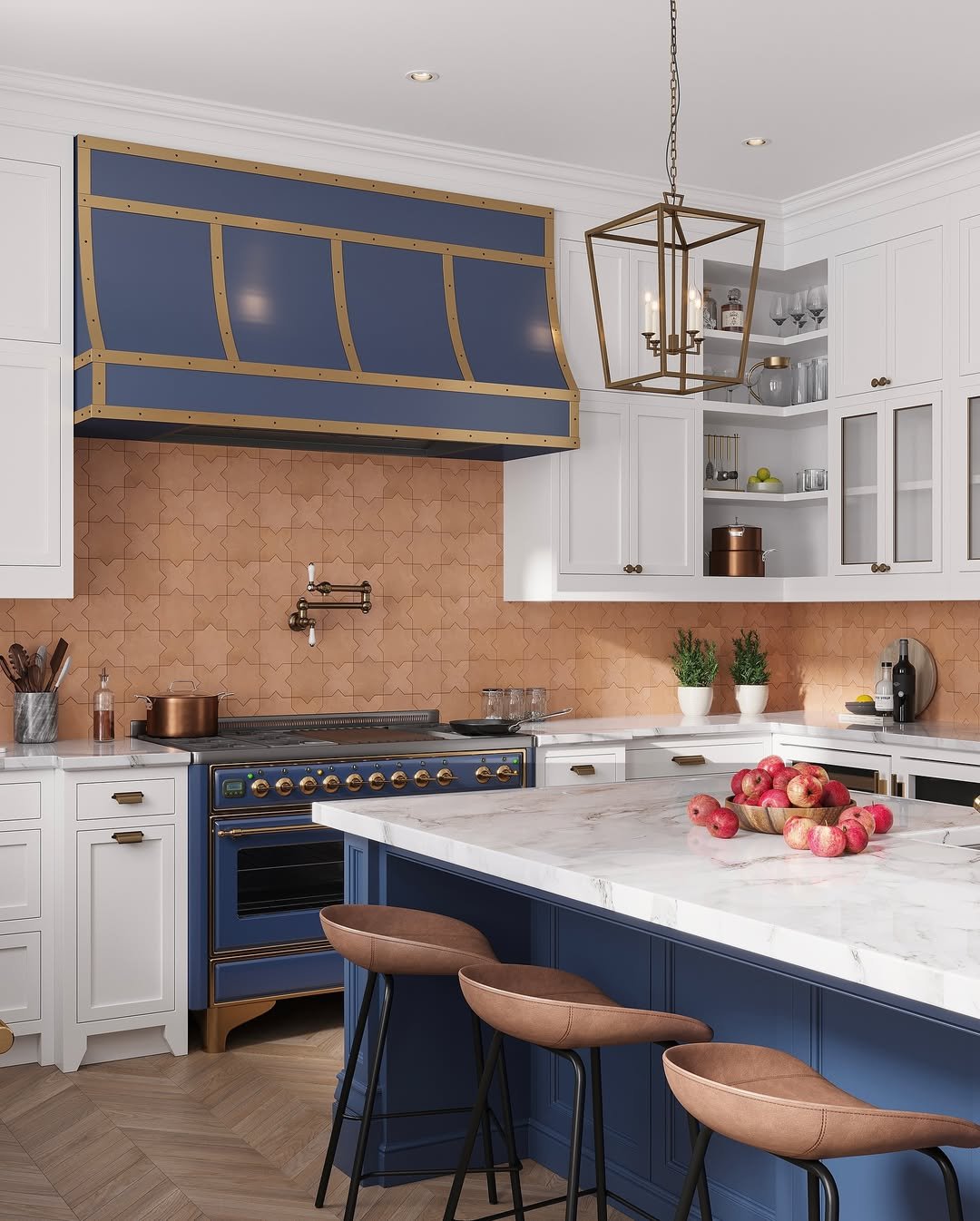 18 Bold Blue Kitchen Backsplash Ideas to Freshen Up Your Cooking Space! - 13. Blue Floral Patterns