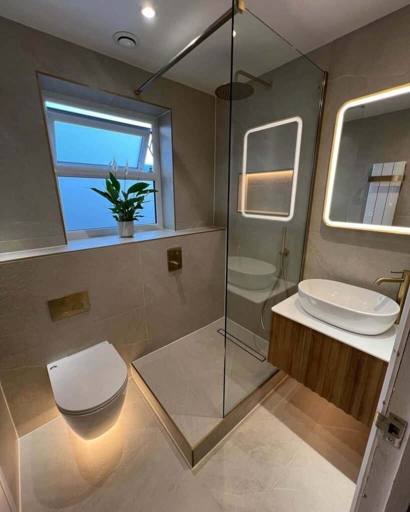Warm Neutrals with Floating Fixtures