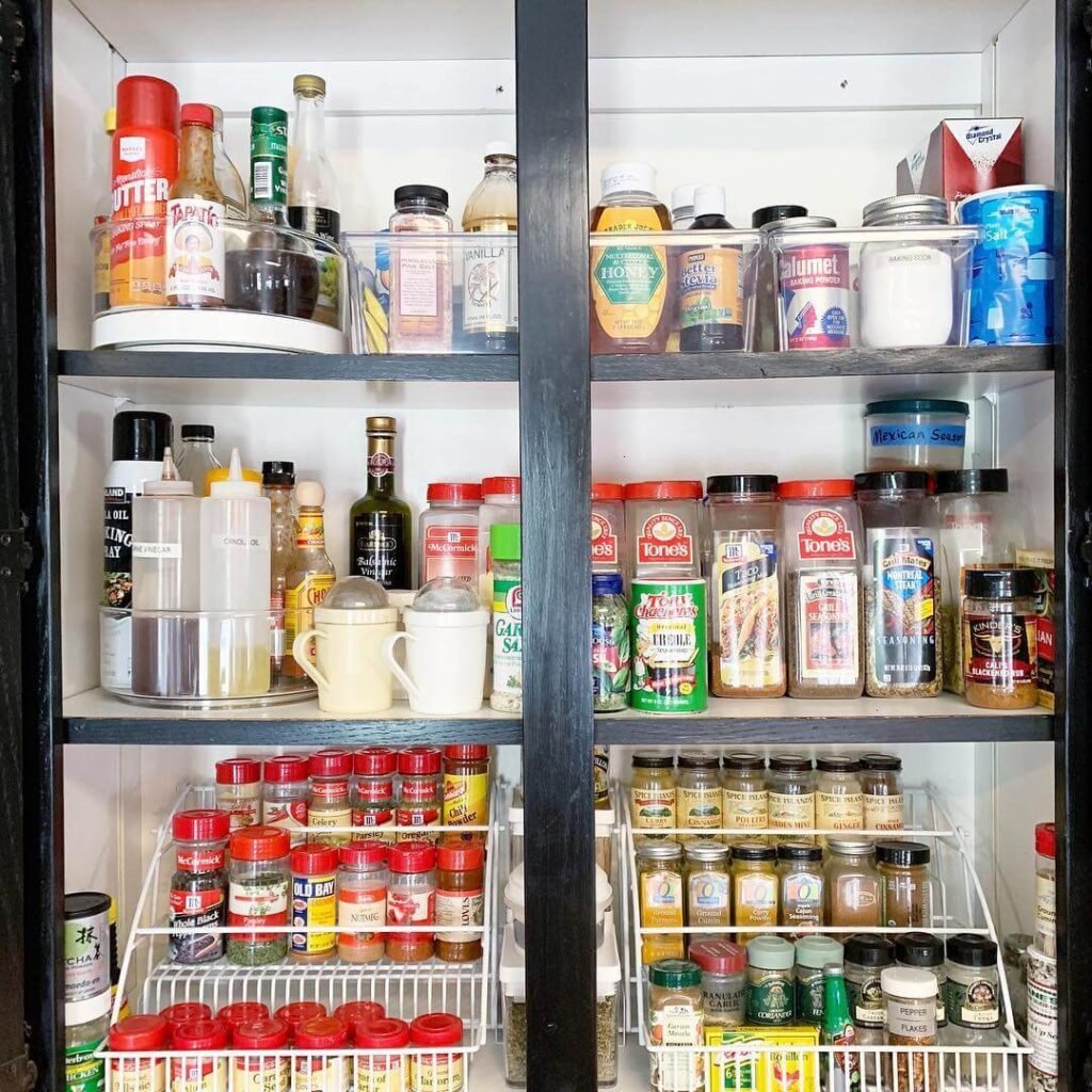 7. Use Lazy Susans and Risers for Spice Sauce Storage