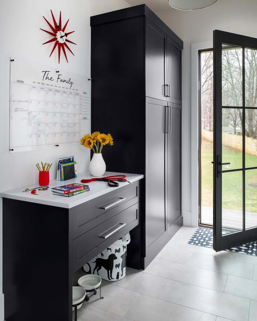 Family-Friendly Organization in Mid-Century Modern Mudroom