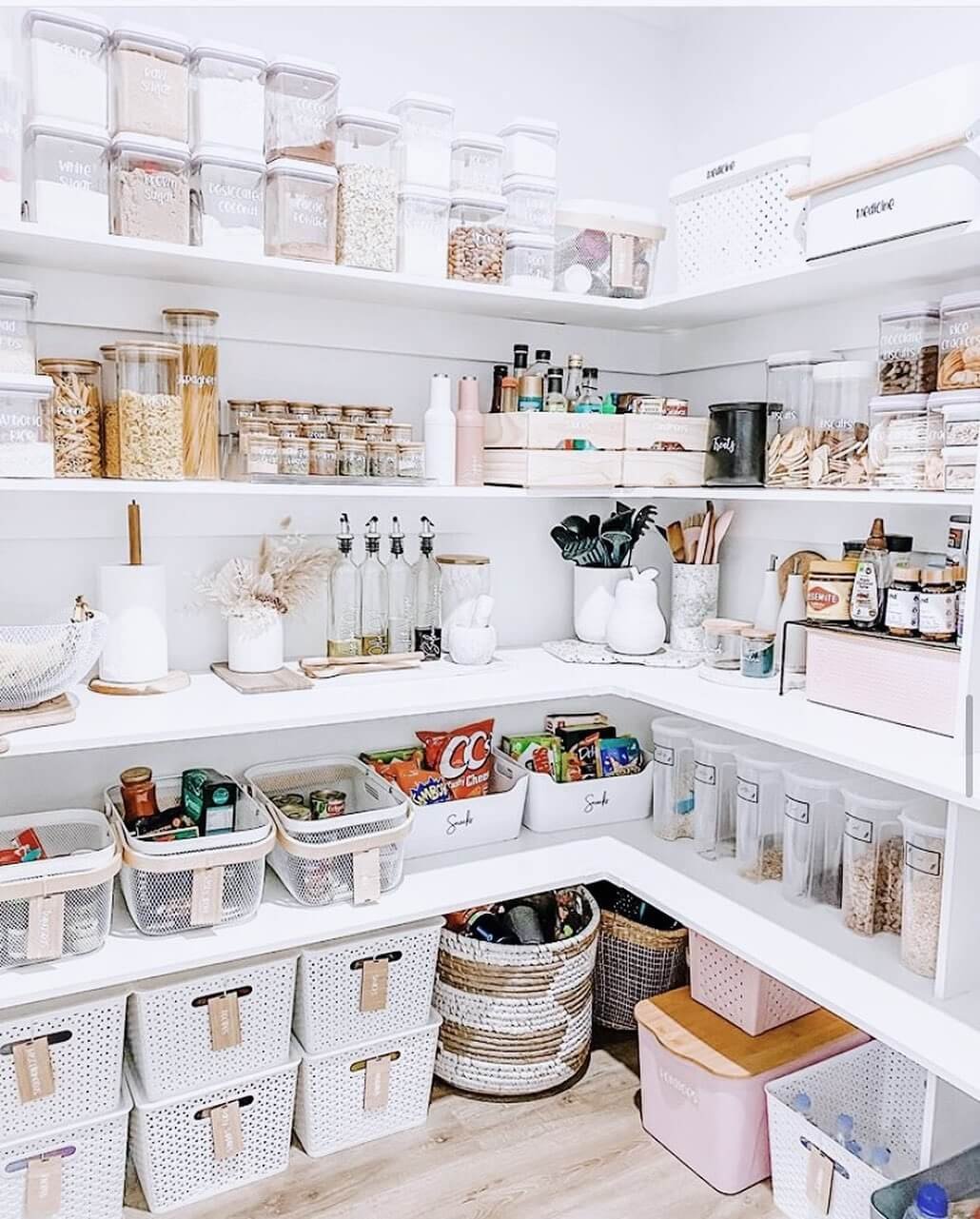 Pantry Organization with Soft, Coordinated Aesthetic