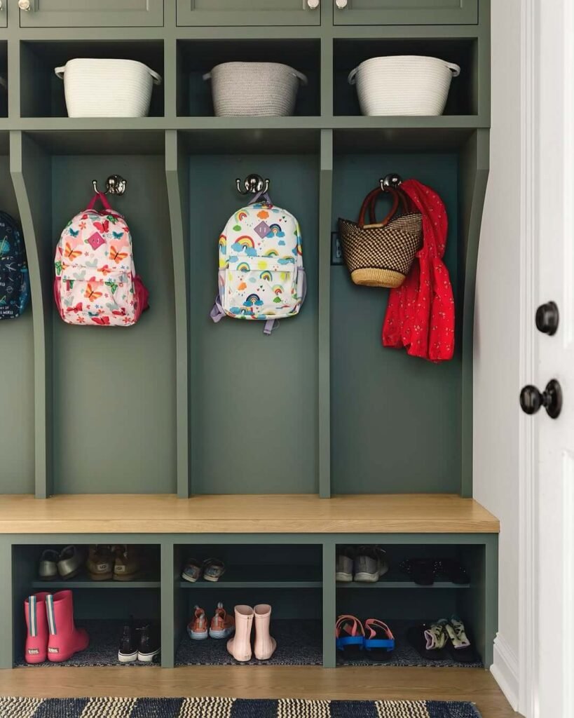 9. Kid Friendly Organization with a Pop of Color
