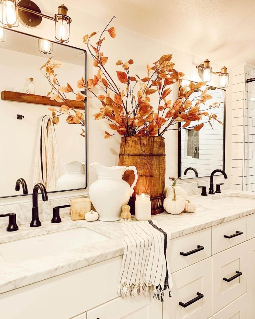 Fall Bathroom Decor Oversized Fall Foliage 