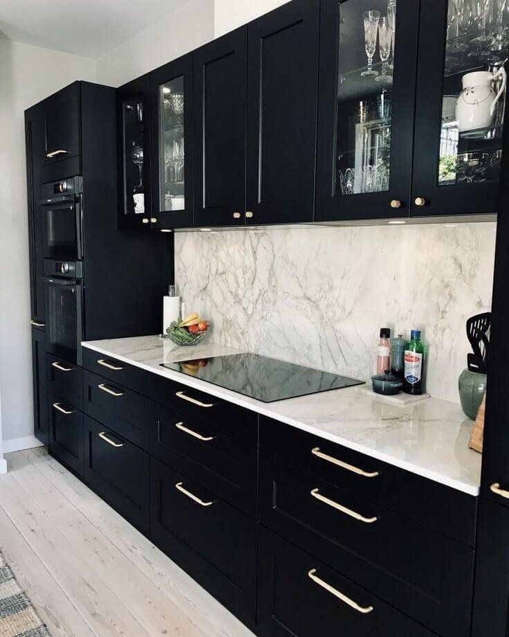 Above Kitchen Cabinet Decor Show Off Glassware with Lighted Upper Cabinets