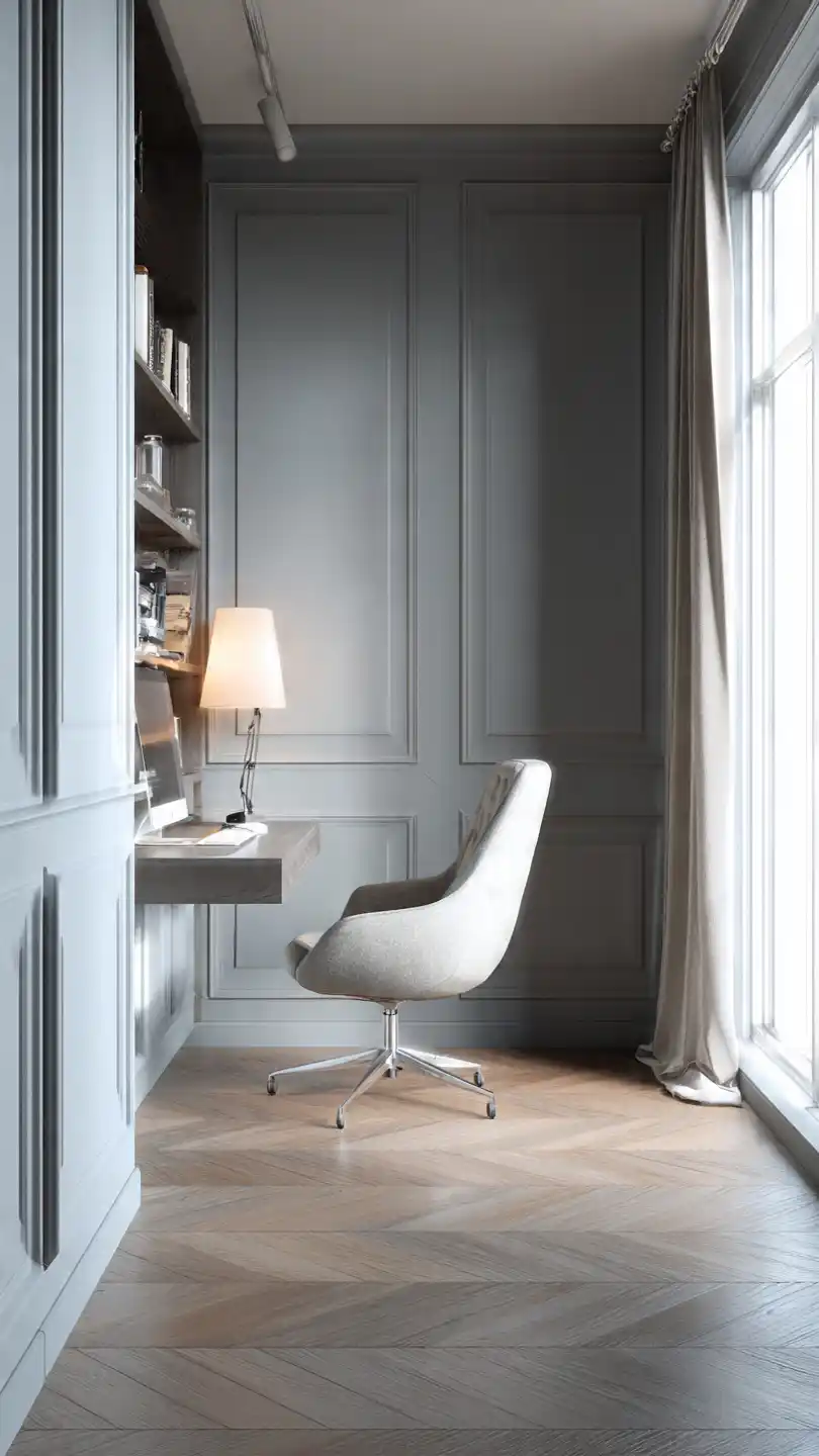 Soft Diagonals for a Calm Yet Stylish Accent Home Office Accent Wall