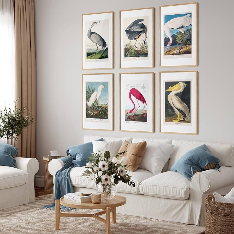 Living Room Wall Bird & Botanical Triptych for a Whimsical Touch