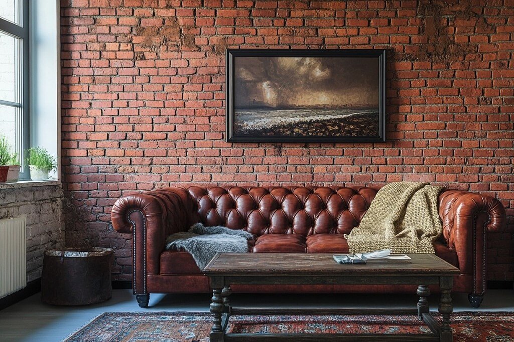 Charcoal Black for Dramatic Impact with indoor red brick