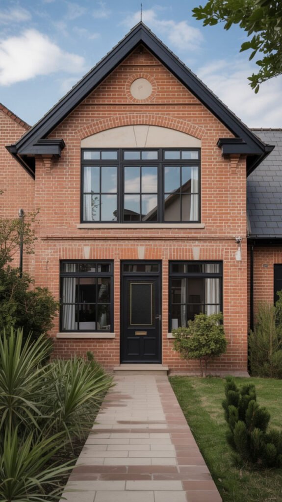 Charcoal and Cream for a Modern Contrast orange brick exterior