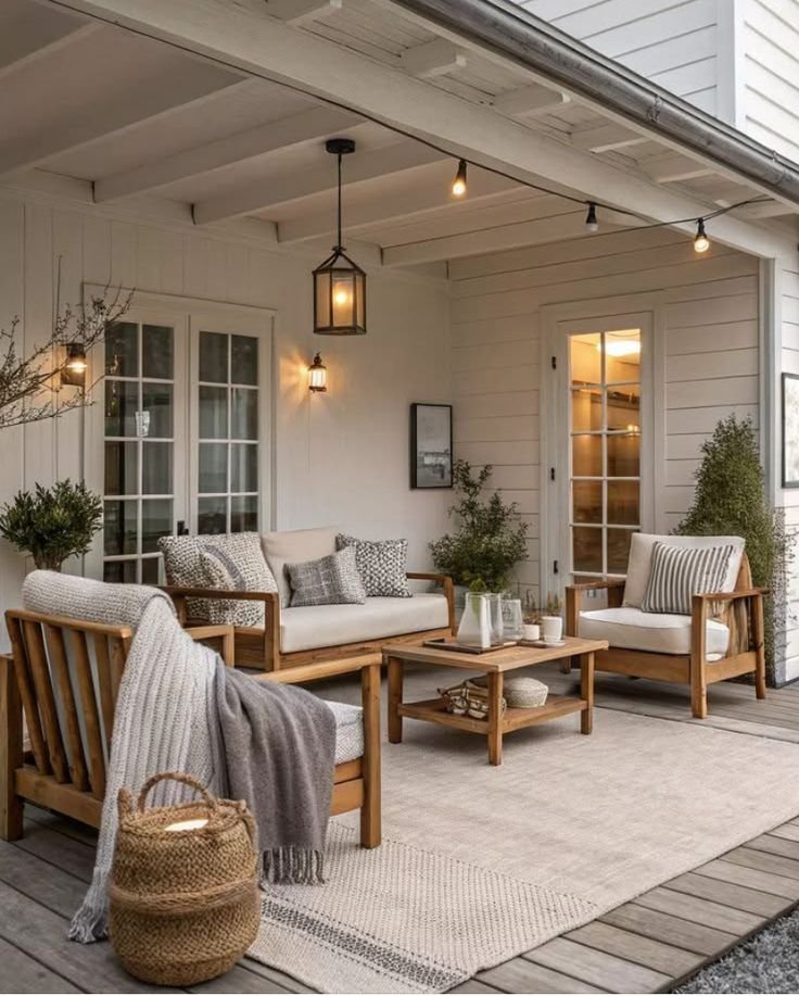 Farmhouse Exterior Designs Outdoor Seating Area