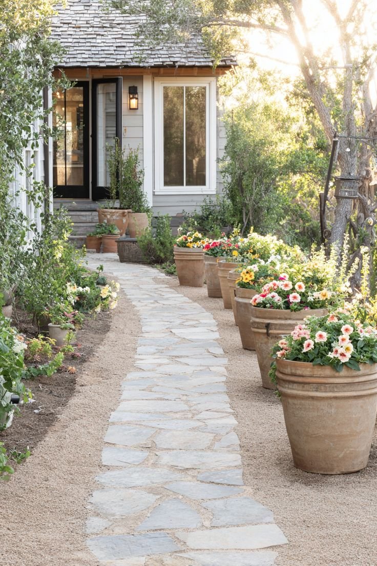 Farmhouse Exterior Designs Quaint Garden Pathways