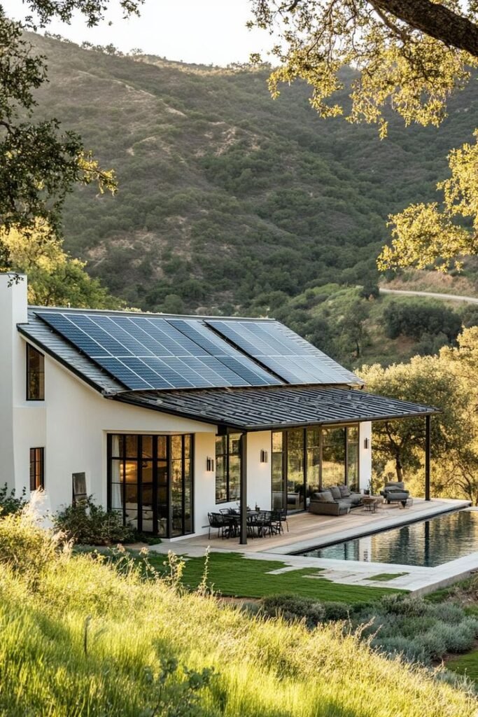 Farmhouse Exterior Designs Sustainable Solar Panel Integration