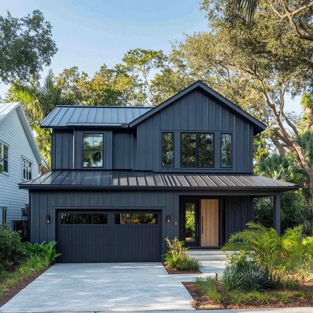 Farmhouse Exteriors Modern Grey Barn with Black Features